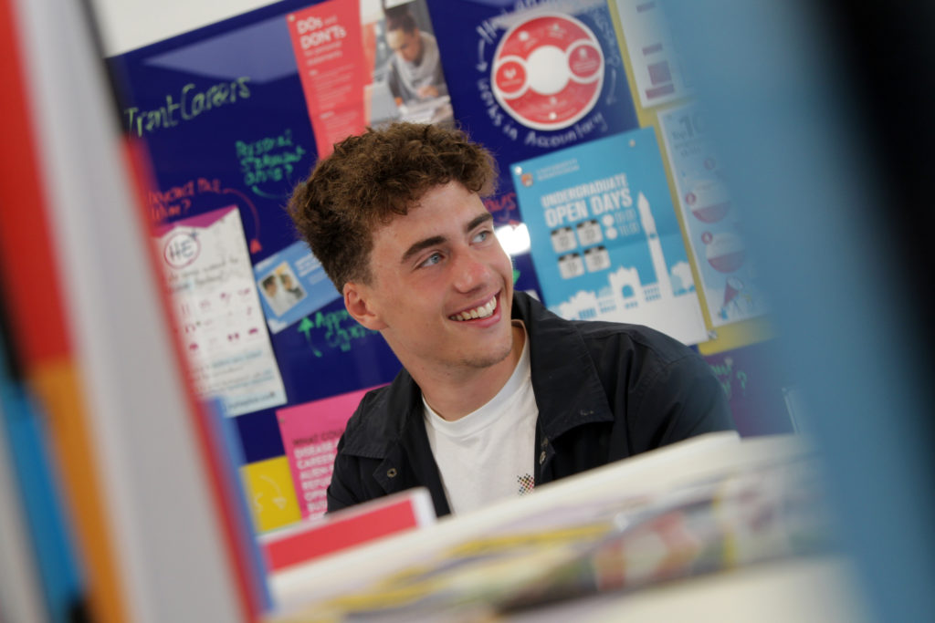 Sixth former in the careers centre
