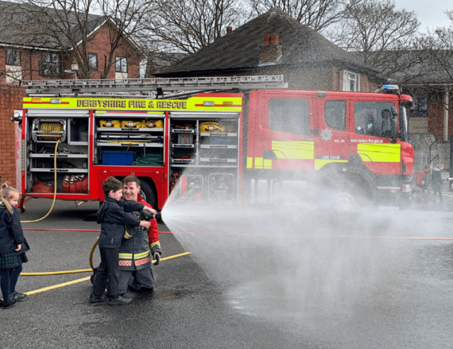 A year 1 pupil visiting a fire station